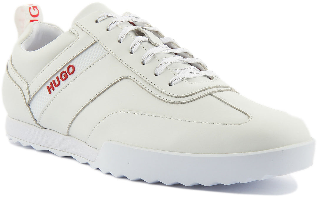 Mens Trainers Herren Sneaker Hugo Hugo Matrix Low Top Trainers White Red Mens Hugo Boss Shoes