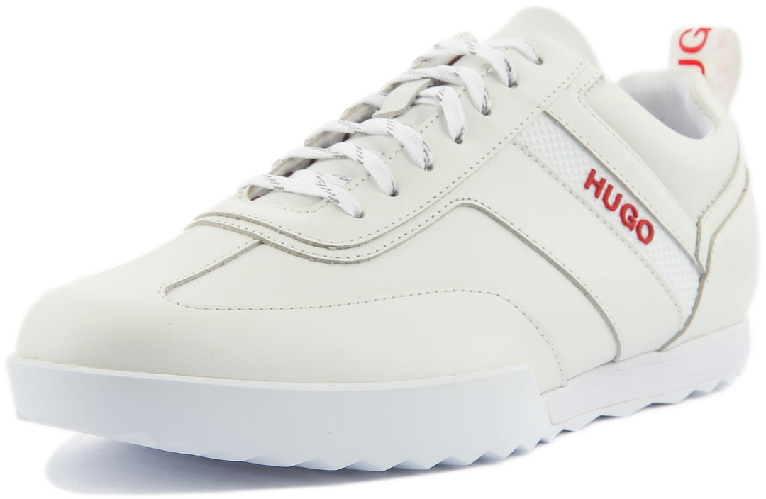 Hugo Matrix Low Top Trainers In White Red For Men