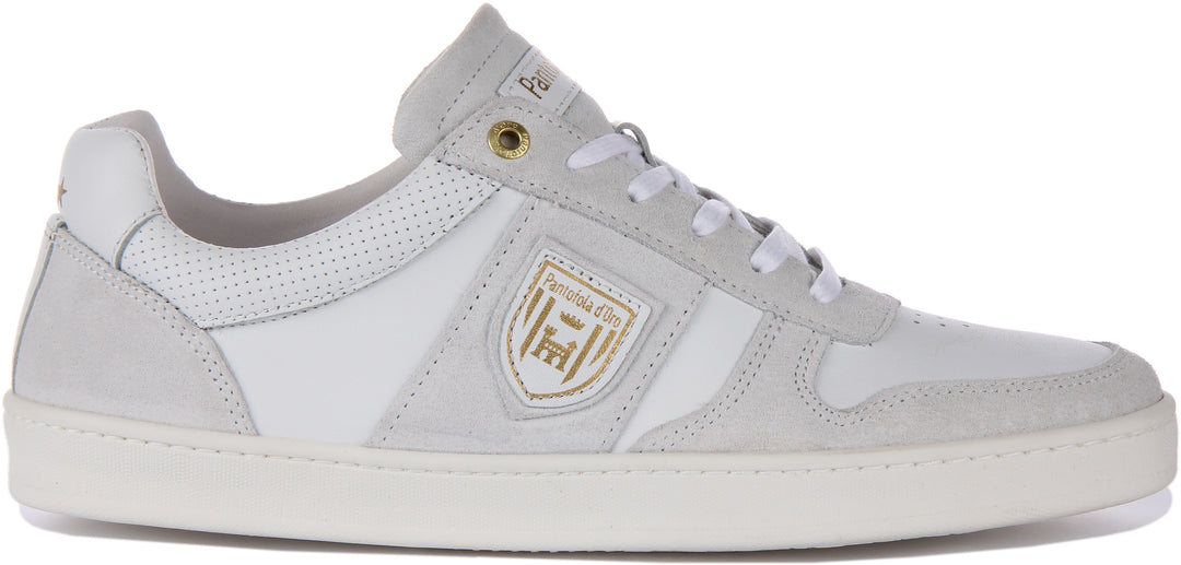 Pantofola D'Oro Palermo Uomo Low Zapatillas con cordones de ante y piel para hombre en blanco blanco