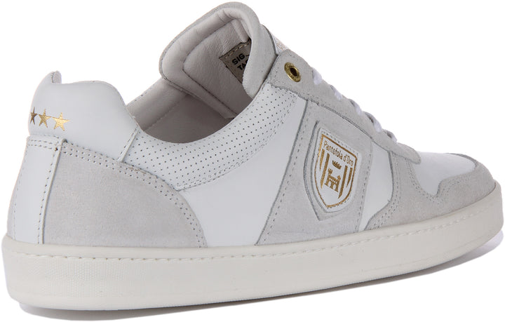 Pantofola D'Oro Palermo Uomo Low Zapatillas con cordones de ante y piel para hombre en blanco blanco