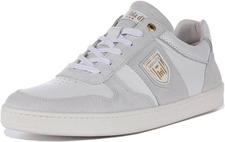 Pantofola D'Oro Palermo Uomo Low Zapatillas con cordones de ante y piel para hombre en blanco blanco