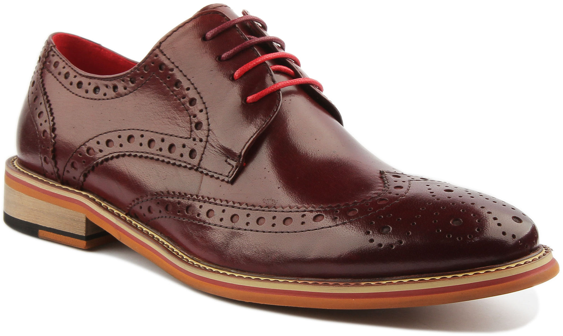 Justin Reece England Dover In Wine | Lace Wingtip Brogue Shoes – 4feetshoes