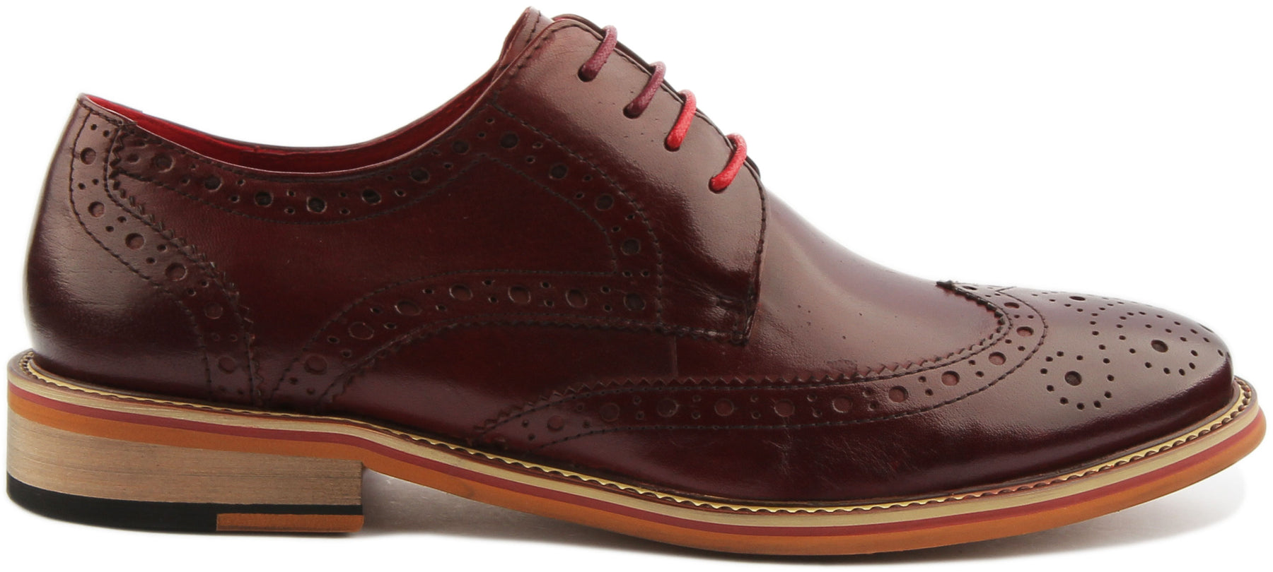 Justin Reece England Dover In Wine | Lace Wingtip Brogue Shoes – 4feetshoes