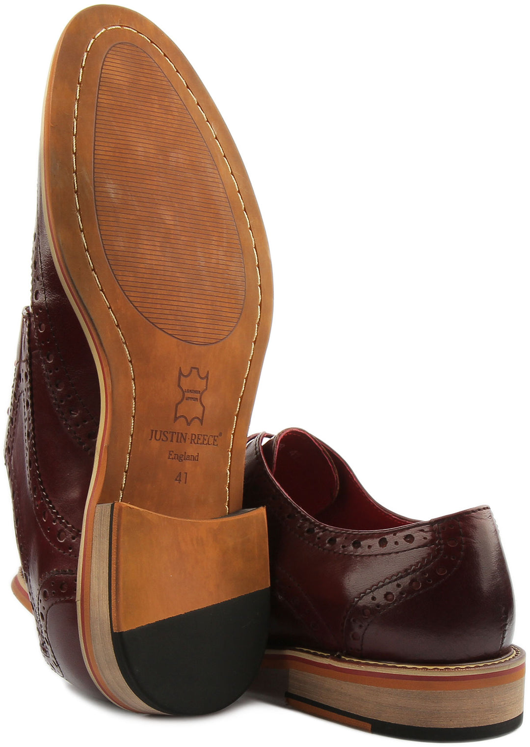Justin Reece England Dover In Wine | Lace Wingtip Brogue Shoes – 4feetshoes