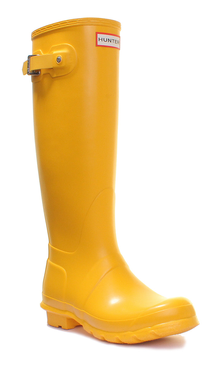 Hunter Original Bota de lluvia alta para mujer en amarillo