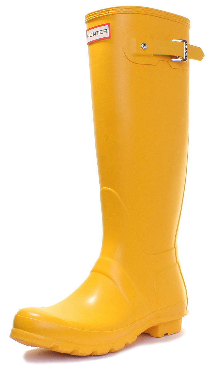 Hunter Original Bota de lluvia alta para mujer en amarillo