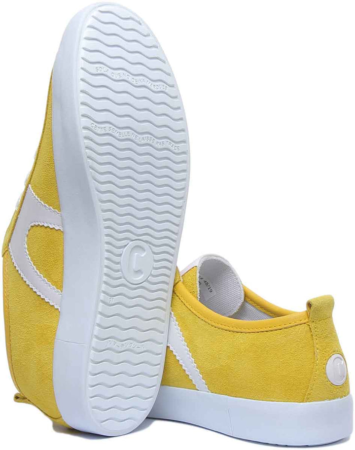 Camper Imar Copa Zapatillas de deporte con cordones en piel de ante para mujer en amarillo