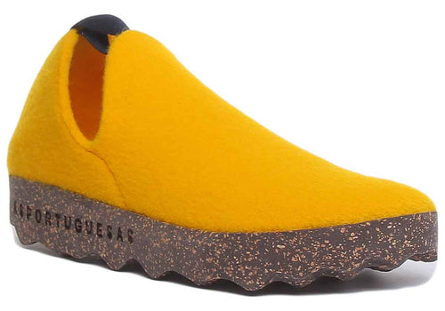 Asportuguesas City Zapatillas con suela de corcho para mujer en amarillo