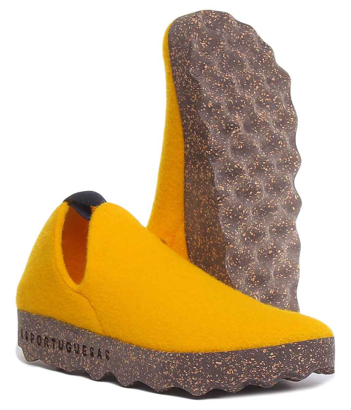 Asportuguesas City Zapatillas con suela de corcho para mujer en amarillo