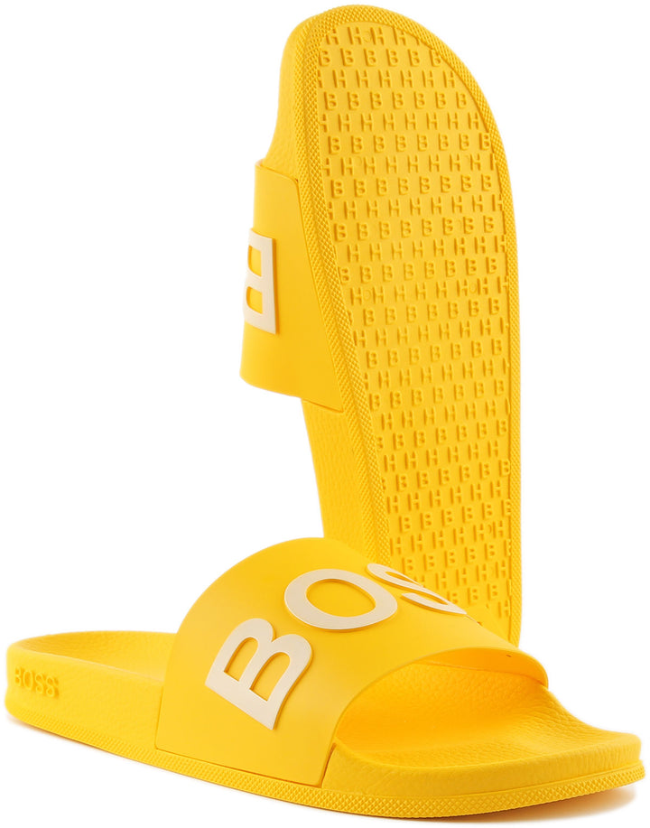 Hugo Boss Bay Sandales à glissière avec lanière logo pour hommes en jaune