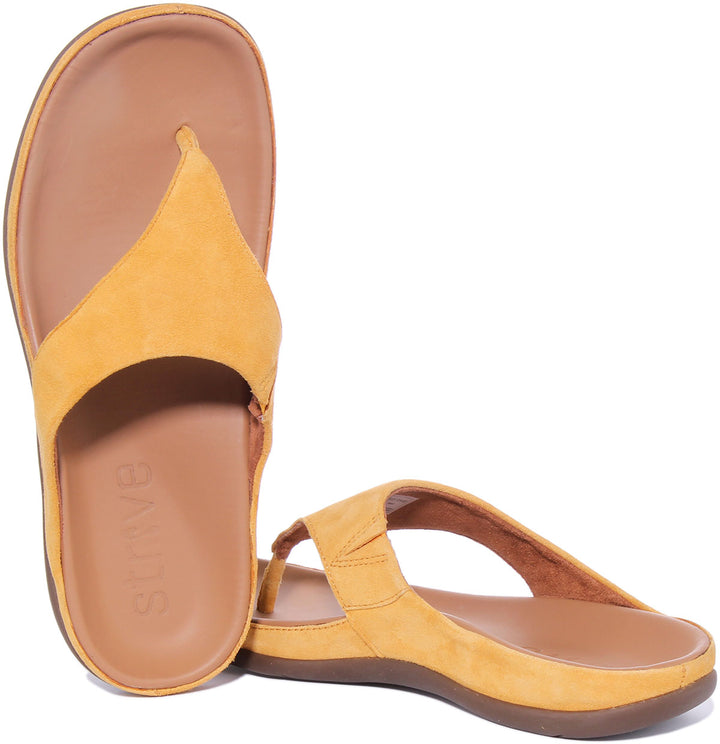 Strive Maui Sandale en cuir en forme d'orteil pour femme en jaune