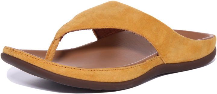 Strive Maui Sandale en cuir en forme d'orteil pour femme en jaune