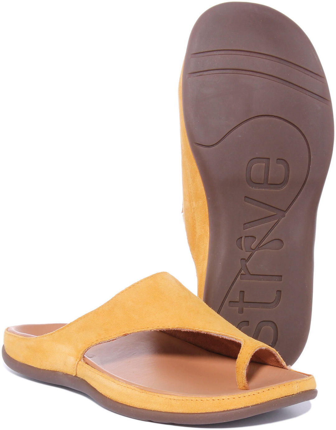 Strive Capri Sandale mule en cuir avec boucle d'orteil pour femme en jaune