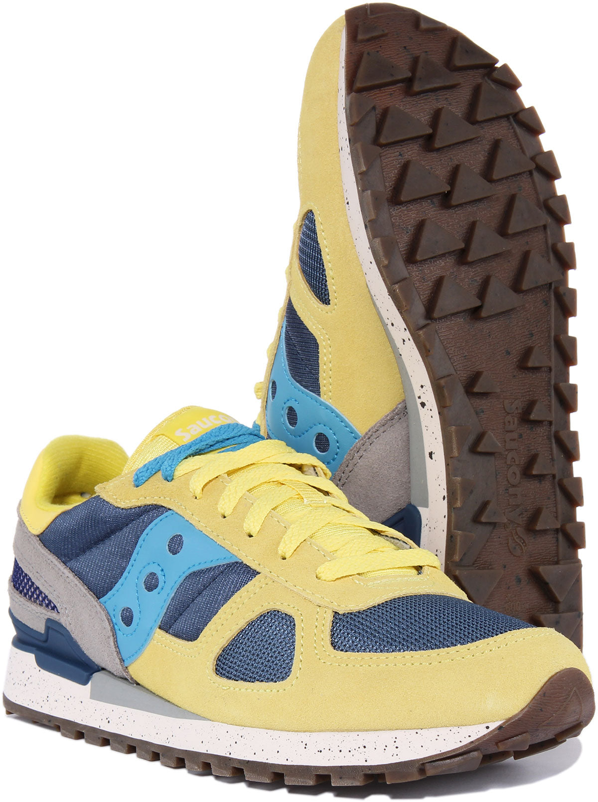 Saucony Shadow Original Vintage Zapatillas de deporte de ante y malla con cordones para hombre en amarillo