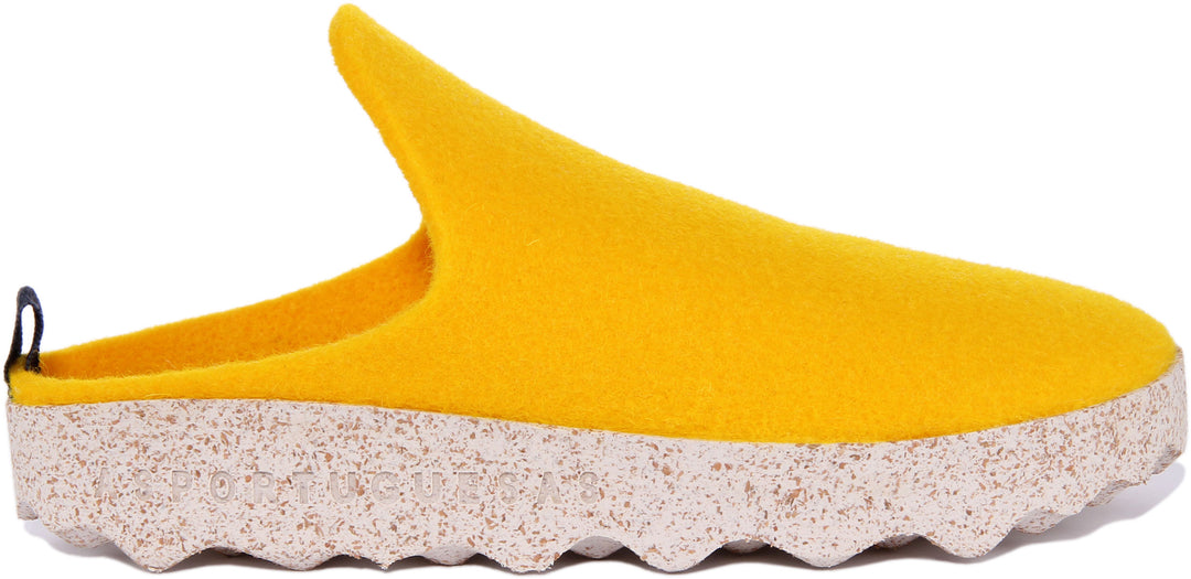 Asportuguesas Come Pantuflas con suela de corcho de goma para mujer en amarillo