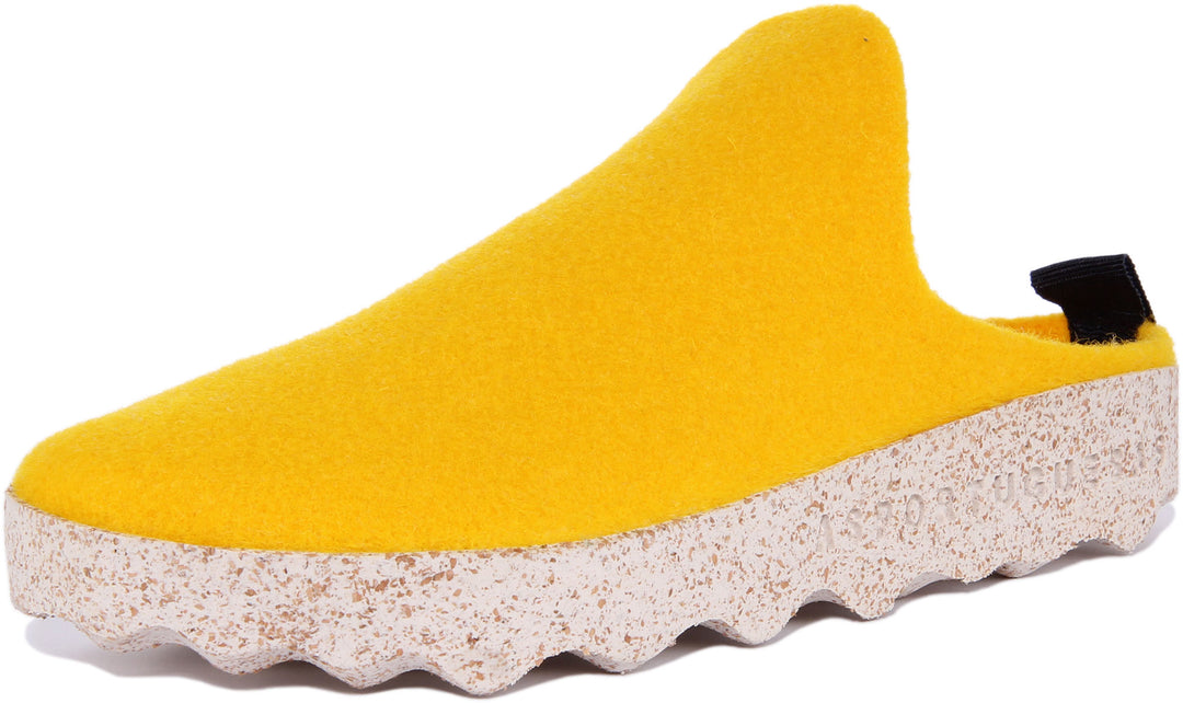 Asportuguesas Come Pantuflas con suela de corcho de goma para mujer en amarillo