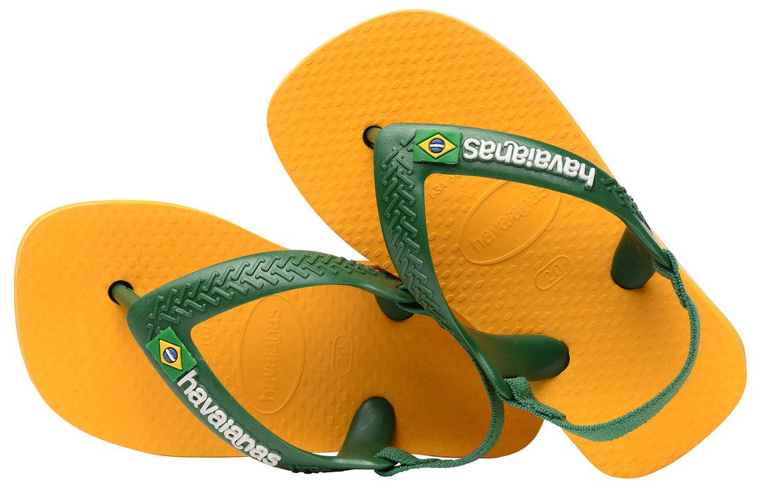 Havaianas Brasil Logo II In Yellow For Toddler Baby Flip Flops