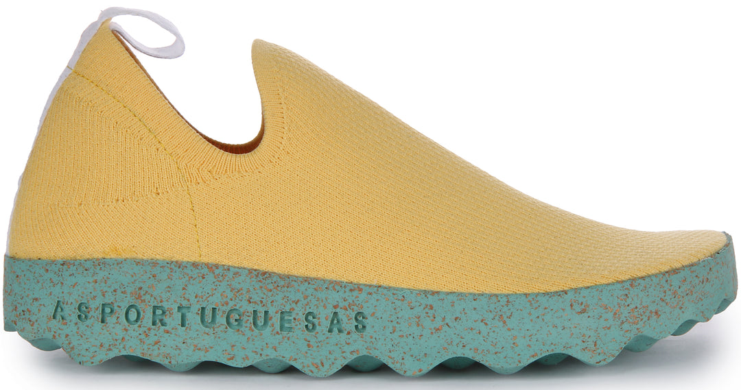 Asportuguesas Care L Zapatillas elásticas café stretch para mujer en amarillo