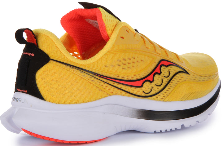 Saucony Kinvara 13 Zapatillas de correr de malla transpirable con cordones para mujer en amarillo rojo