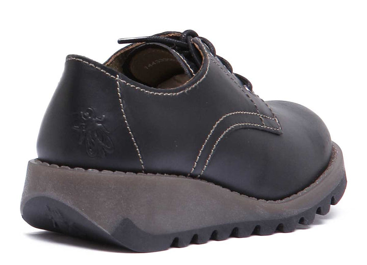 Fly London Simb K Lace Up Leather Shoes In Black For Kids