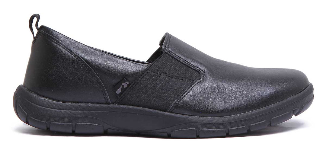 Strive Stowe Chaussures à enfiler en cuir avec soufflets élastiques pour femmes en noir