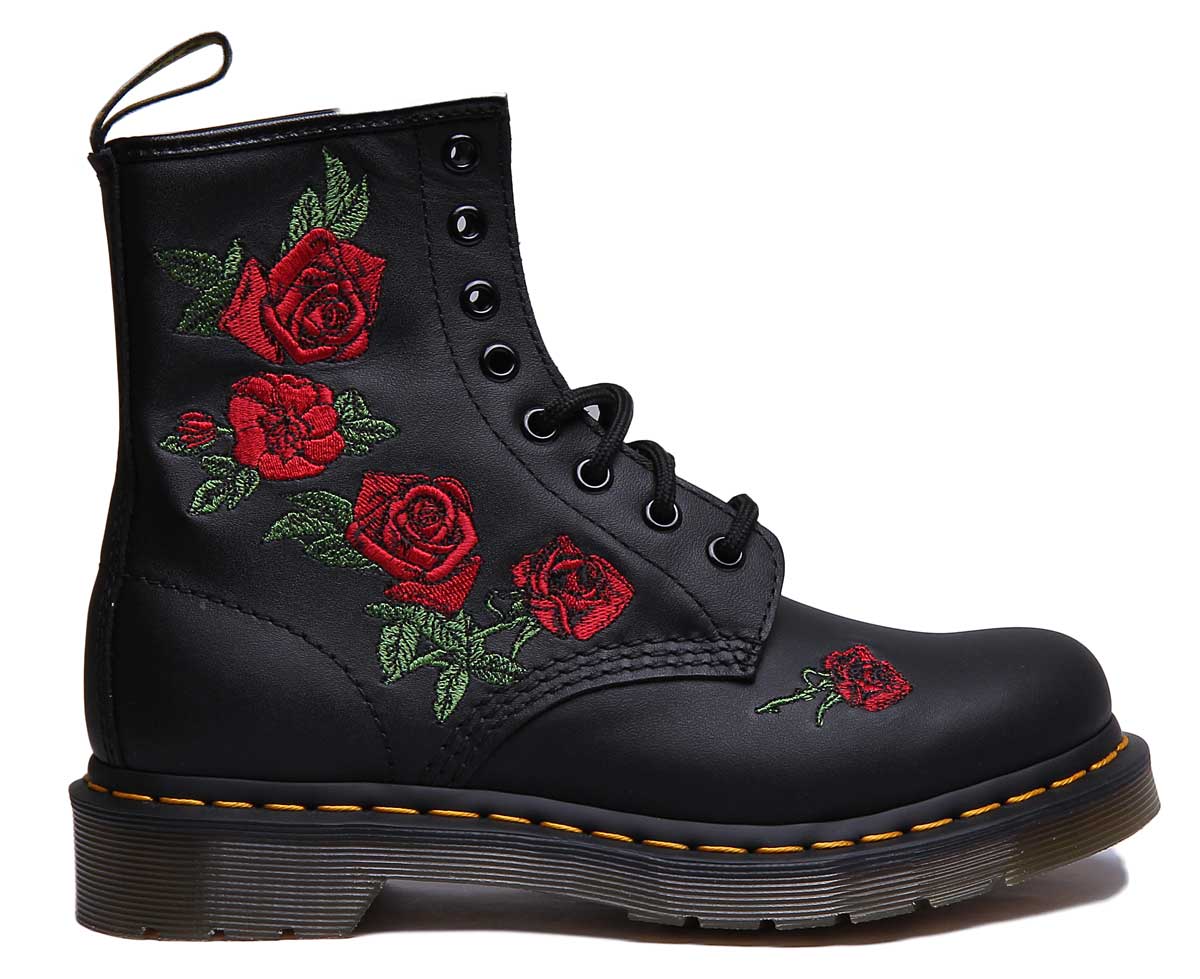 Floral embroidered 2024 doc martens