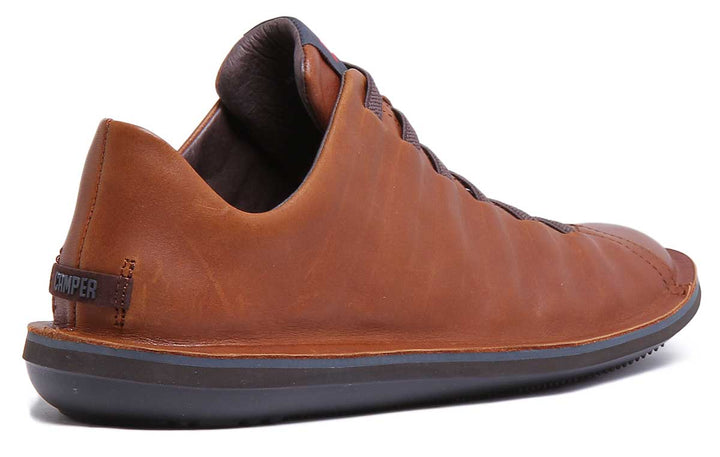 Camper Beetle Chaussures pour hommes en cuir nubuck à lacets, légères et élastiques, de couleur tan